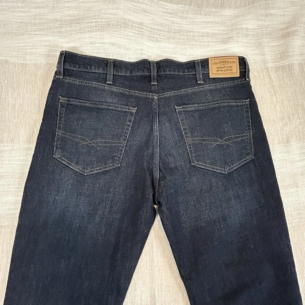 Signature Levi Strauss‎ & Co Men's Slim Fit Jeans Sz 38x30 Blue Denim Pants